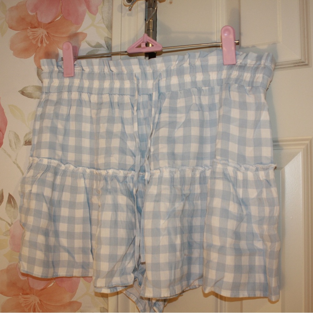 Women’s Light Blue Plaid Shorts